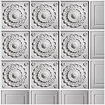 Stratford Ceiling Tiles as Edge Trim and Medallion Ceiling Tiles as Inset.