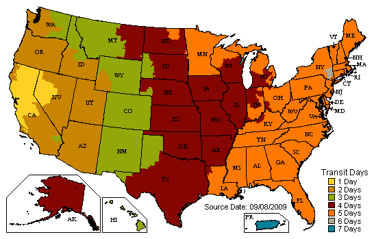 UPS Ground Shipping Map